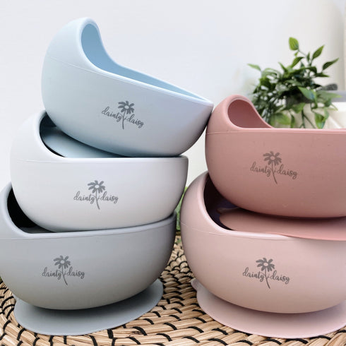 DAINTY DAISY - Dusty Rose Silicone Bowl and Spoon Set